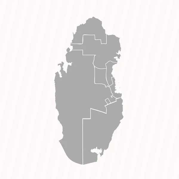 Mappa Dettagliata Qatar Con Stati Città — Vettoriale Stock
