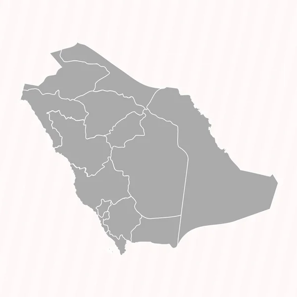 州や都市とのサウジアラビアの詳細な地図 — ストックベクタ