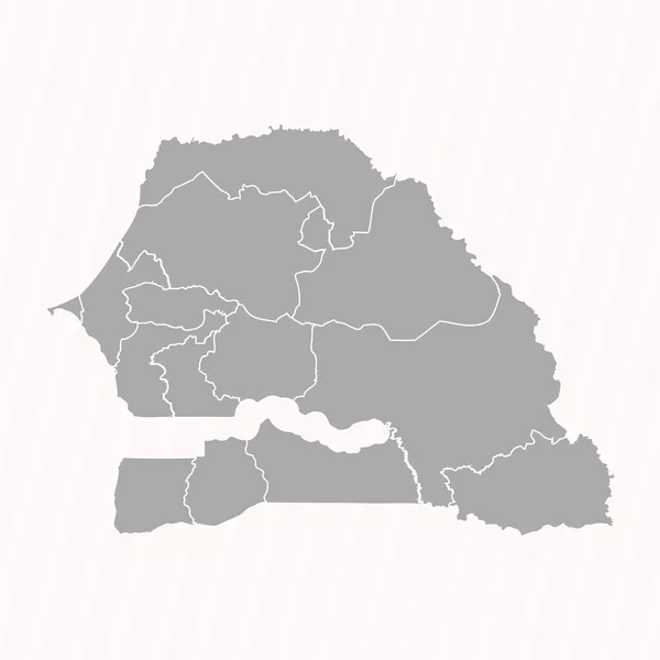 Mapa Detallado Senegal Con Estados Ciudades — Vector de stock