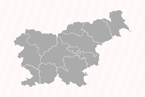 Szczegółowa Mapa Słowenii Państwami Miastami — Wektor stockowy