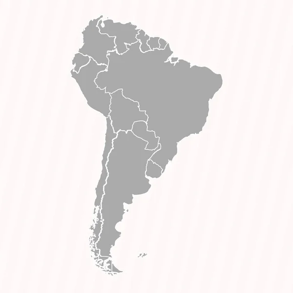 Detaljerad Karta Över Sydamerika Med Länder — Stock vektor