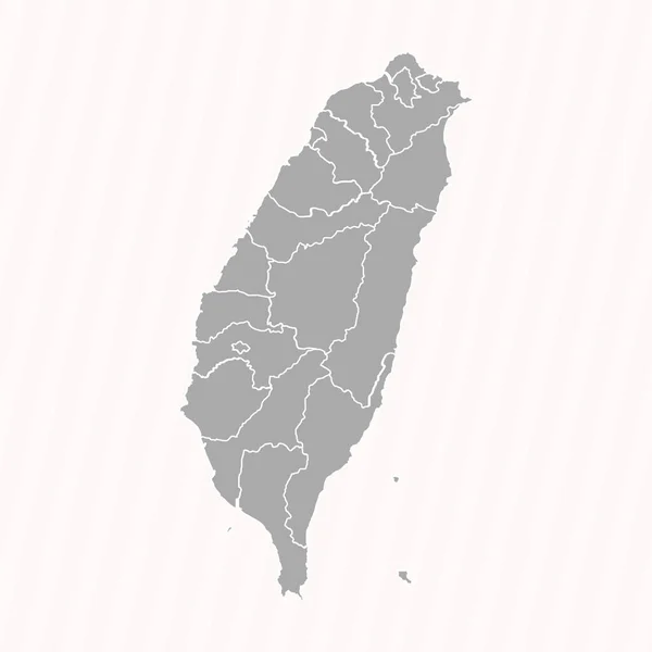 Mappa Dettagliata Taiwan Con Stati Città — Vettoriale Stock