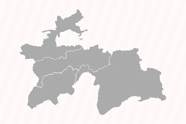 Mapa Detalhado Tajiquistão Com Estados Cidades — Vetor de Stock