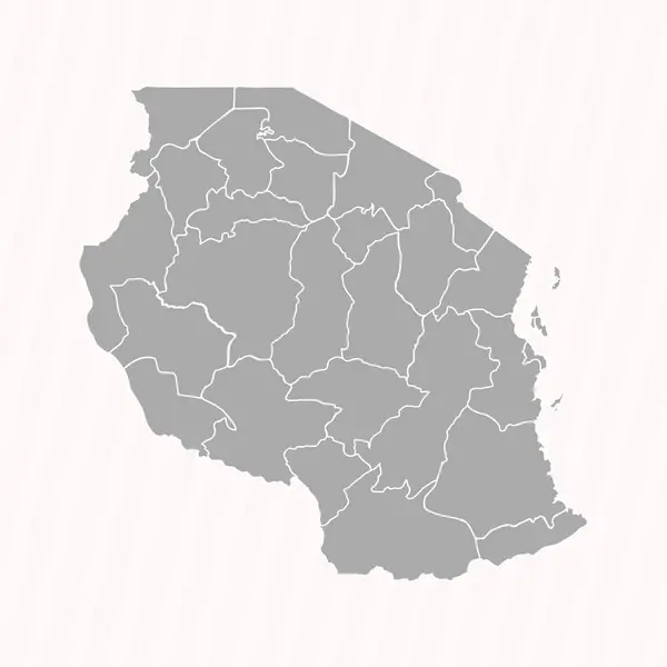 Yksityiskohtainen Kartta Tansania Valtioiden Kaupunkien — vektorikuva