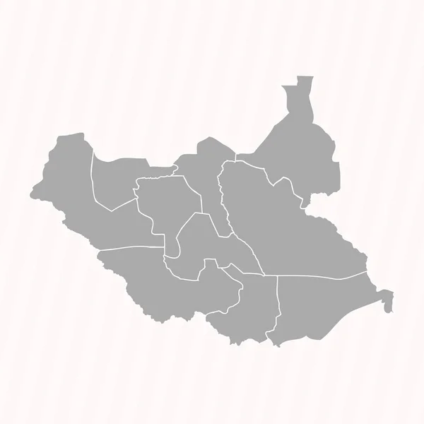 Mapa Detallado Sudán Del Sur Con Estados Ciudades — Vector de stock
