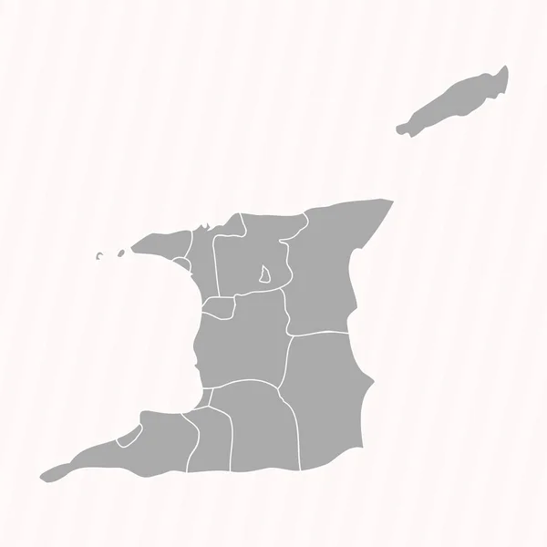 Detailed Map Trinidad Tobago States Cities — Stock Vector