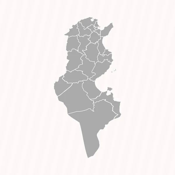 国家と都市とのチュニジアの詳細な地図 — ストックベクタ
