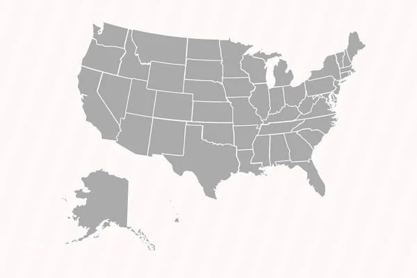 美国与各州和城市的详细地图 — 图库矢量图片