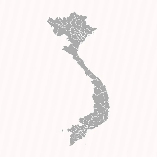 Peta Rinci Vietnam Dengan Negara Negara Dan Kota Kota - Stok Vektor