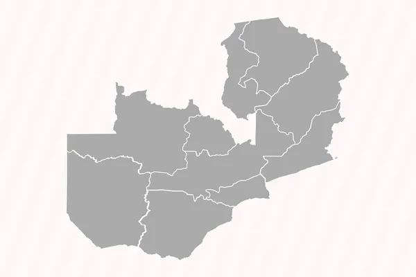 Mapa Detallado Zambia Con Estados Ciudades — Vector de stock