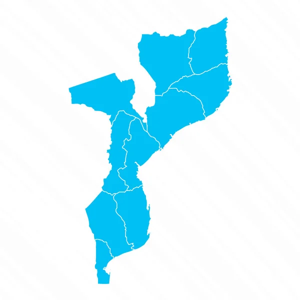 Επίπεδος Σχεδιασμός Χάρτης Της Μοζαμβίκης Λεπτομέρειες — Διανυσματικό Αρχείο