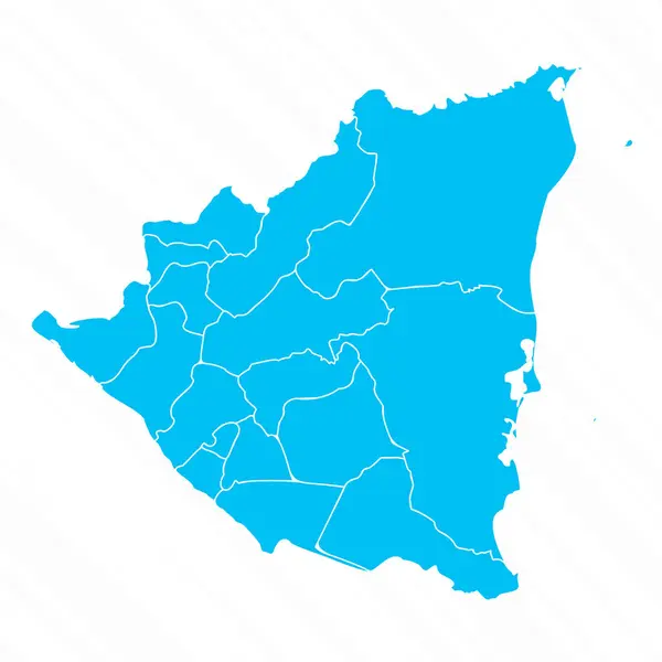 Płaska Mapa Nikaragui Szczegółami — Wektor stockowy