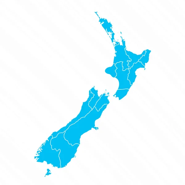 Ayrıntılı Yeni Zelanda Nın Düz Tasarım Haritası — Stok Vektör