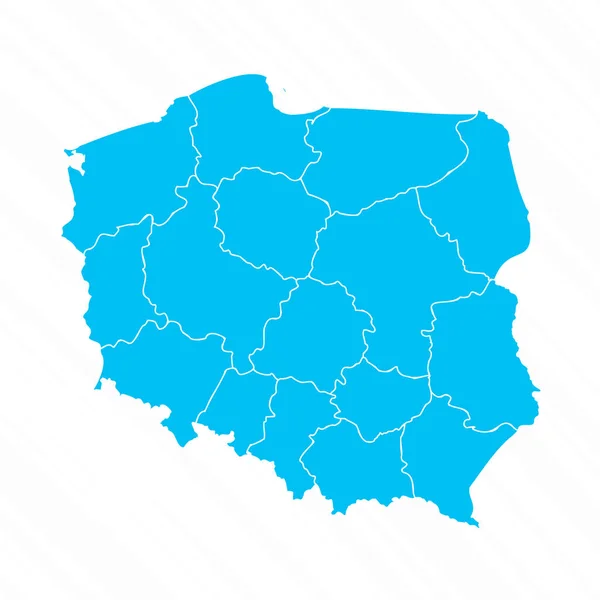 Επίπεδος Σχεδιασμός Χάρτης Της Πολωνίας Λεπτομέρειες — Διανυσματικό Αρχείο