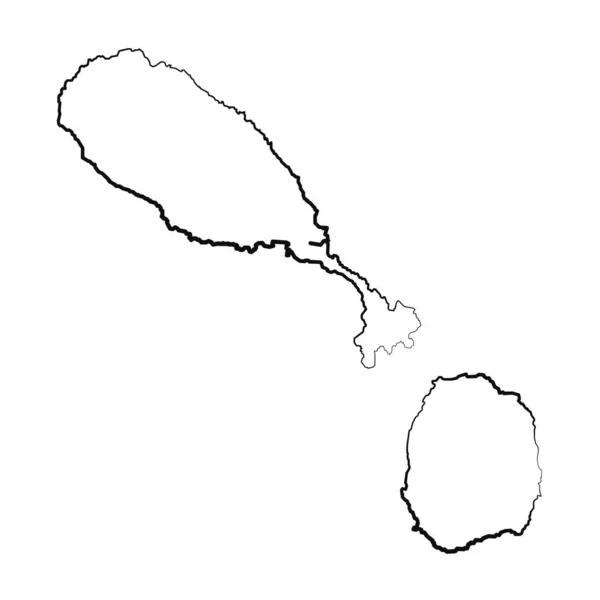 Çizimi Saint Kitts Nevis Basit Harita Çizimi — Stok Vektör