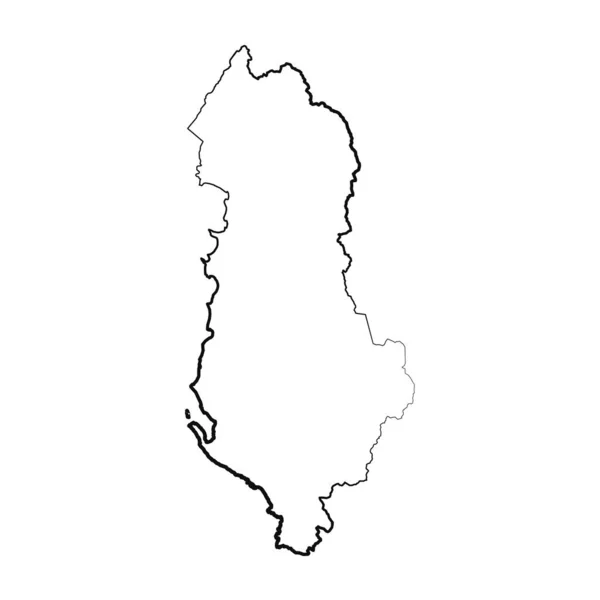 Disegnato Mano Foderato Albania Disegno Semplice Mappa — Vettoriale Stock