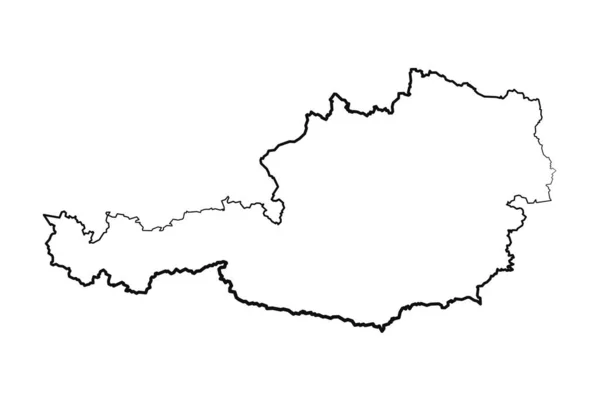 Disegnato Mano Foderato Austria Disegno Semplice Mappa — Vettoriale Stock
