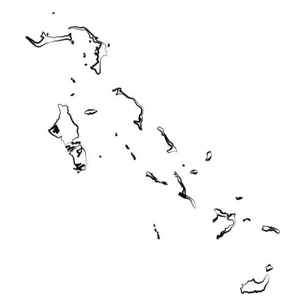 Einfache Kartenzeichnung Der Bahamas Von Hand Gezeichnet — Stockvektor