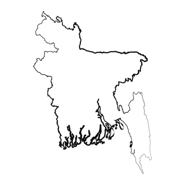 Desenho Mão Forrado Bangladesh Mapa Simples Desenho — Vetor de Stock