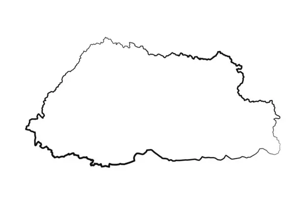 手描きブータン シンプルな地図図図 — ストックベクタ