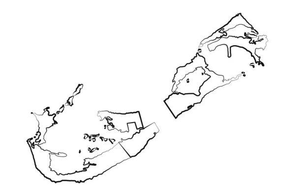 Handgezeichnete Bermuda Einfache Kartenzeichnung — Stockvektor