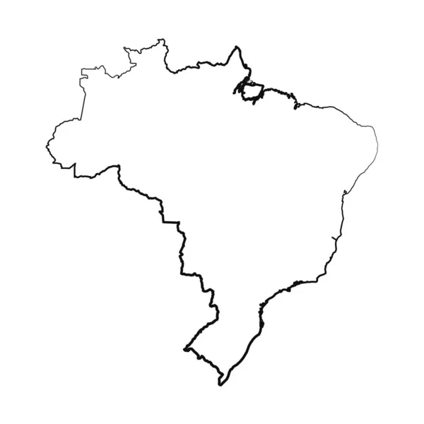 Ručně Kreslené Lemované Brazílie Jednoduchá Mapa Kresba — Stockový vektor