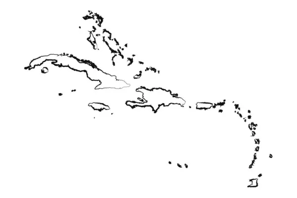 Рука Намальована Підкладка Карибського Басейну Простий Малюнок Карти — стоковий вектор