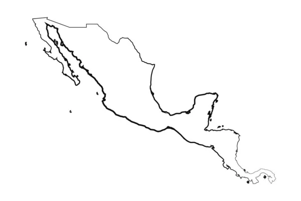 Ručně Kreslená Kreslená Střední Amerika Jednoduchá Kresba Mapy — Stockový vektor
