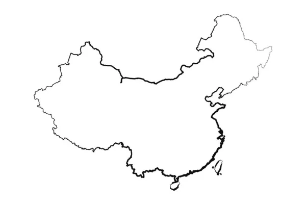 Dibujo Mapa Simple China Dibujado Mano — Vector de stock