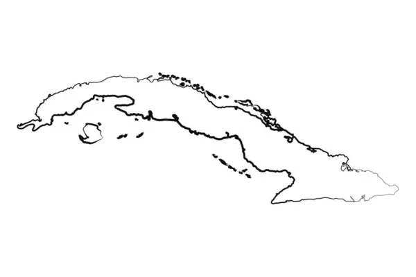 手描きキューバ シンプルなマップ図面 — ストックベクタ
