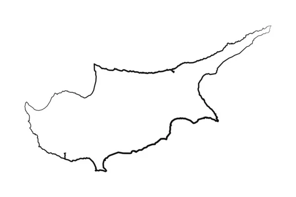 Handritad Fodrad Cypern Enkel Karta Ritning — Stock vektor