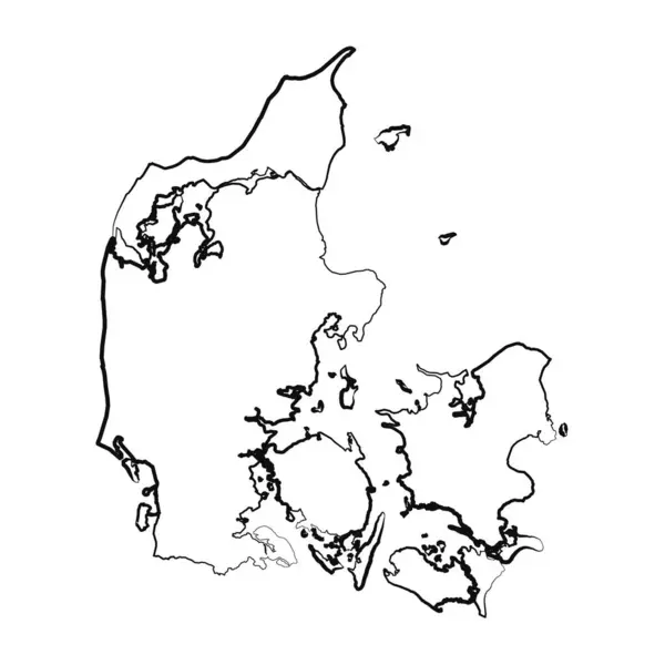 Dessiné Main Doublure Danemark Carte Simple Dessin — Image vectorielle