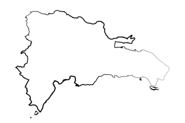 手绘Lined多米尼加共和国简图 — 图库矢量图片