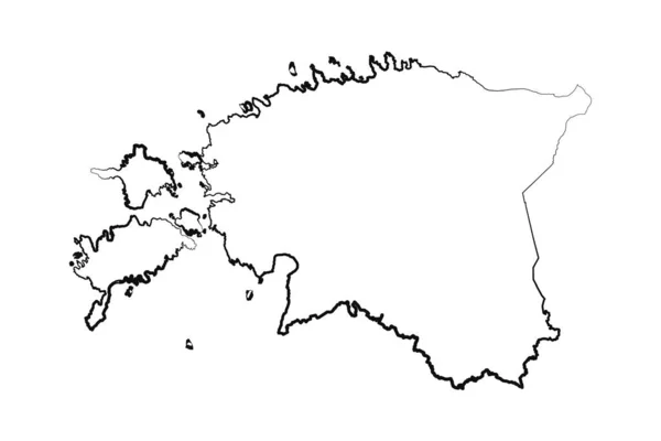 Çizimi Estonya Basit Harita Çizimi — Stok Vektör
