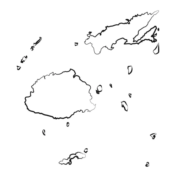 Käsin Piirretty Vuorattu Fidzin Yksinkertainen Kartta Piirustus — vektorikuva