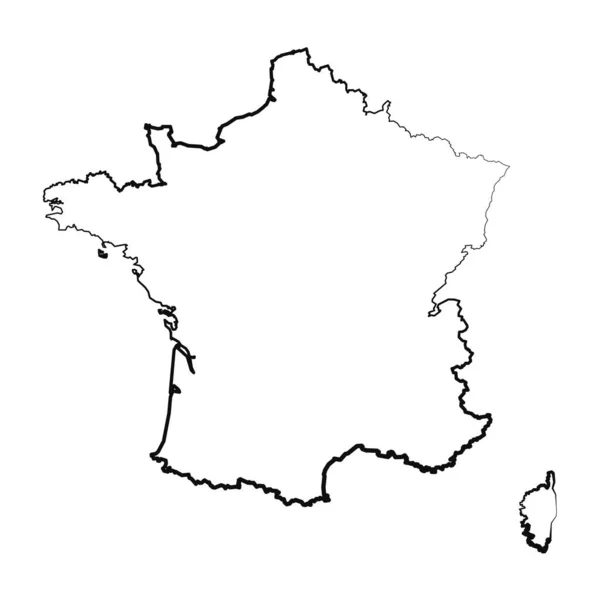 Disegnato Mano Foderato Francia Mappa Semplice Disegno — Vettoriale Stock