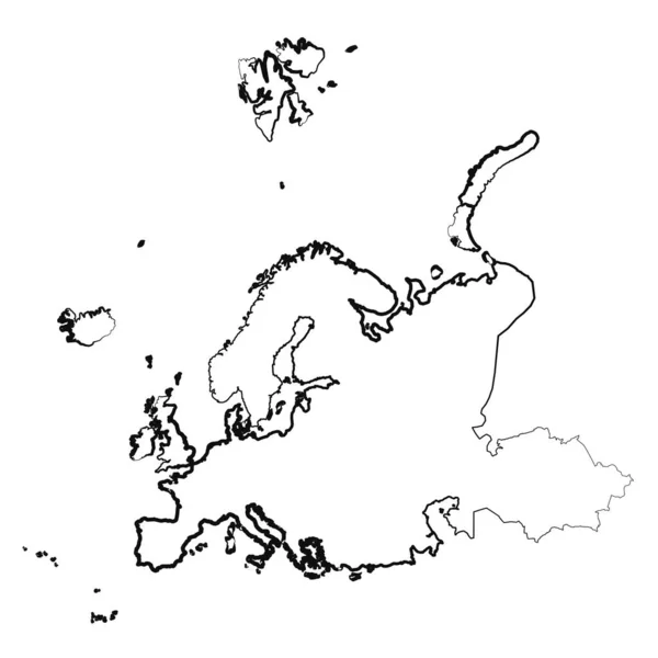 Çizimi Avrupa Basit Harita Çizimi — Stok Vektör