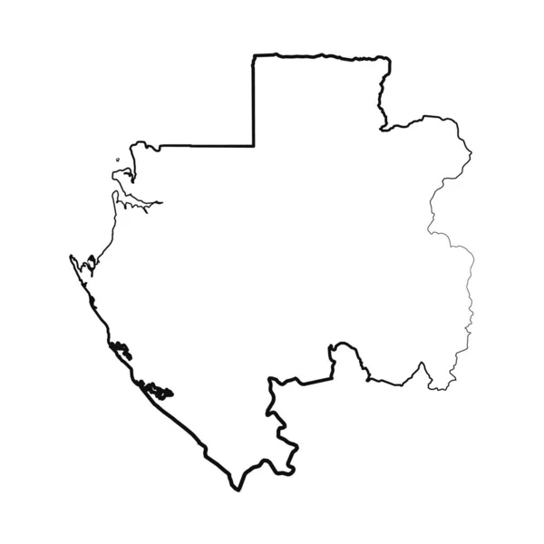 手绘Lined Gabon简单地图绘图 — 图库矢量图片