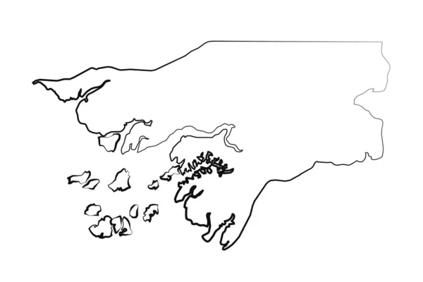 手描きギニアビサウシンプルマップ図面 — ストックベクタ