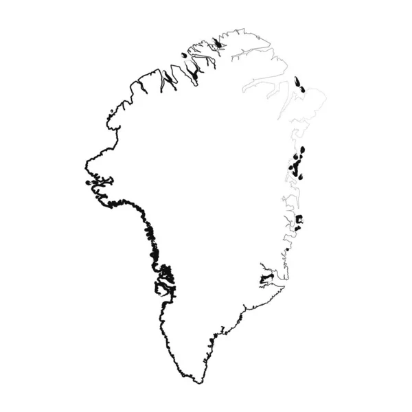手描きグリーンランド シンプルな地図図図 — ストックベクタ