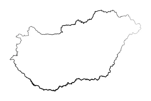Hand Drawn Lined Ουγγαρία Απλό Σχέδιο Χάρτη — Διανυσματικό Αρχείο