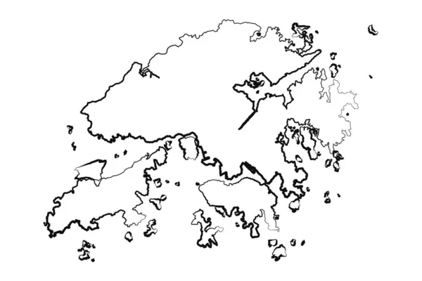 Dibujo Mapa Simple Hong Kong Forrado Mano — Vector de stock
