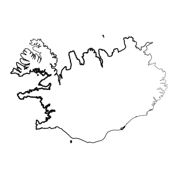 Disegnato Mano Foderato Islanda Disegno Semplice Mappa — Vettoriale Stock