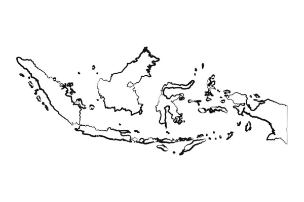 Ručně Kreslené Linkované Indonésie Jednoduché Kreslení Mapy — Stockový vektor