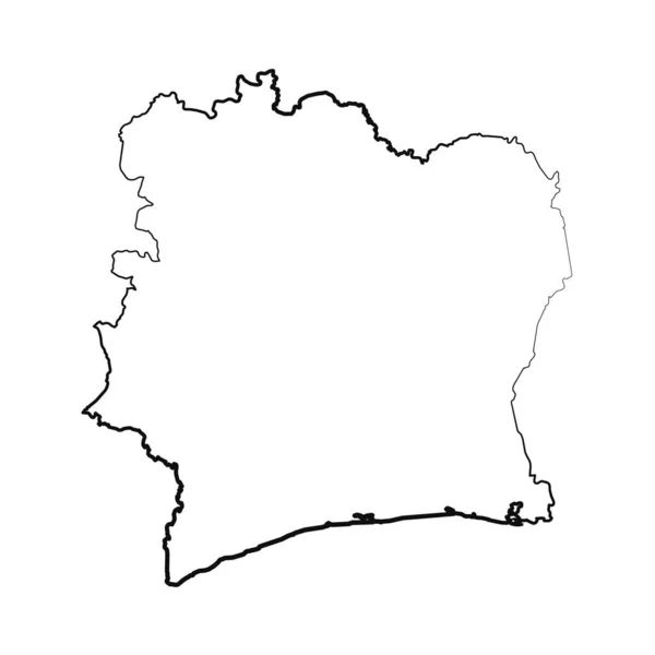 Dessiné Main Doublure Côte Ivoire Carte Simple Dessin — Image vectorielle