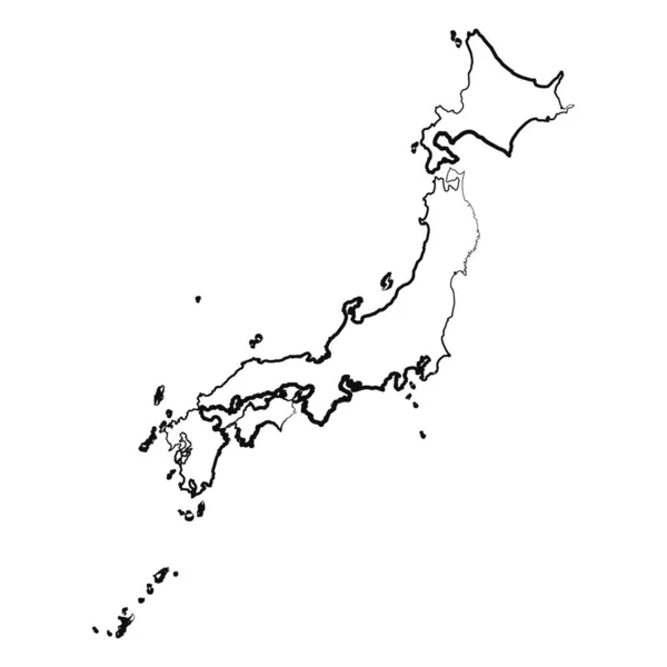 手绘Lined Japan简单地图绘图 — 图库矢量图片