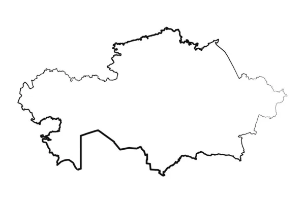 Dessiné Main Doublé Kazakhstan Carte Simple Dessin — Image vectorielle