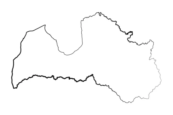 Dibujo Mapa Simple Letonia Forrado Mano — Archivo Imágenes Vectoriales