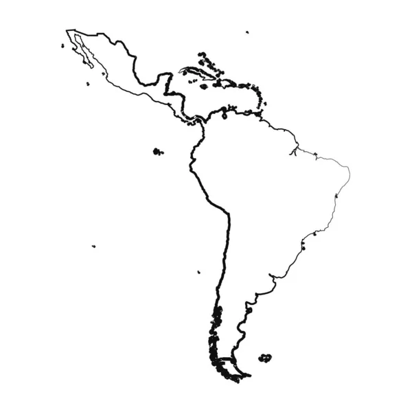 Çizimi Latin Amerika Basit Harita Çizimi — Stok Vektör