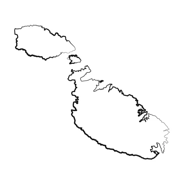 Disegnato Mano Foderato Malta Disegno Semplice Mappa — Vettoriale Stock